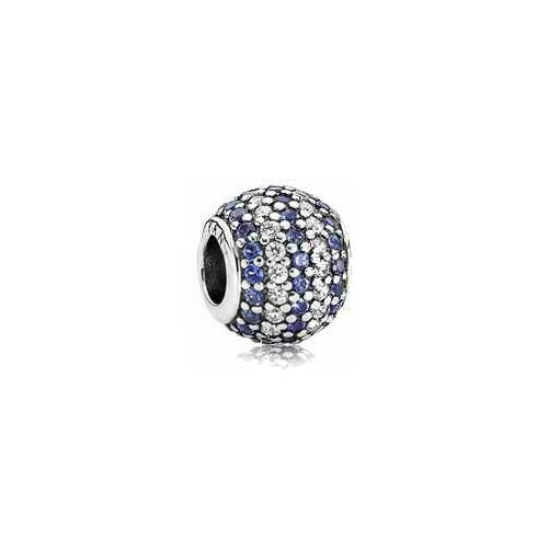 Charm Separador Pavé Azul Cobalto y Blanco