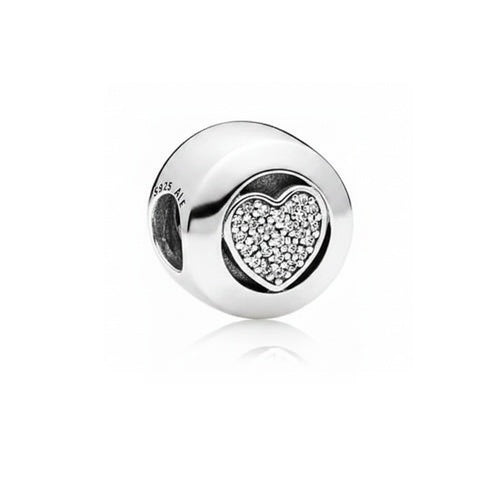 Charm Corazón Brillante Tipo Pan Plata 925 ALE