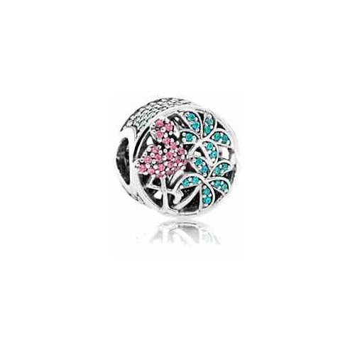 Charm Separador Árbol de la Vida Flores Rosas y tipo Turquesa