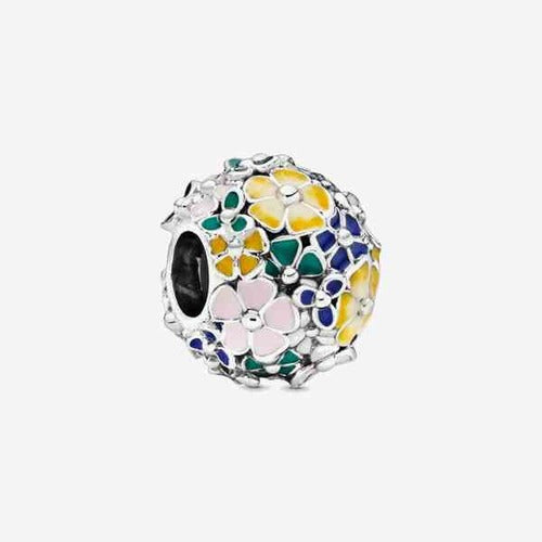 Charm Flores Multicolor sobre Plata