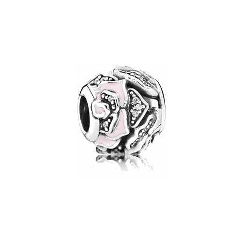 Charm Separador Flor Rosa Rosa y Cristal