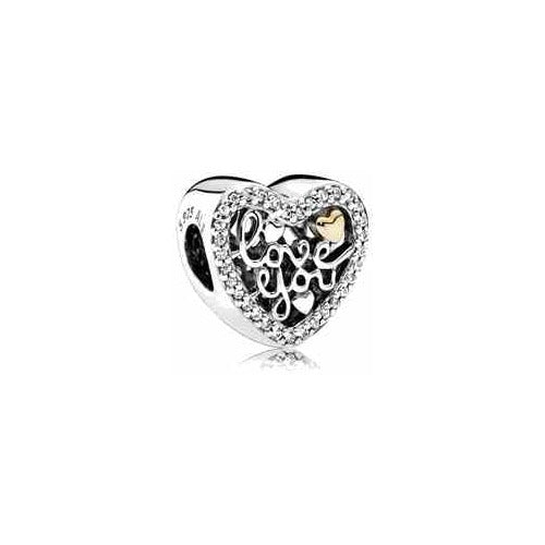 Charm "I love you" en forma de corazón con circonitas