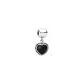 Charm Corazón Negro Colgante Plata