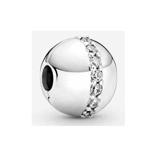 Charm Clip Brillante Esfera Plateada