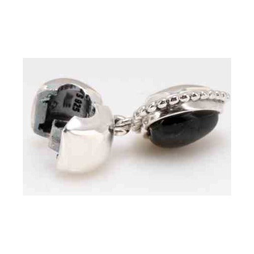 Charm Clip Plata Esterlina S925 con Piedra Negra