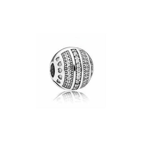Charm Clip Plata Corazones y Brillantes