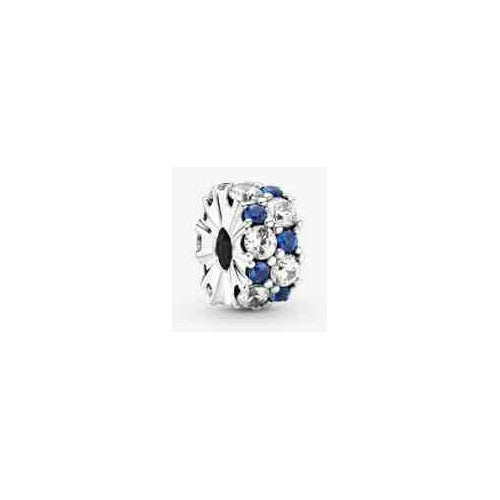 Charm Clip con Circonitas Azul y Transparente