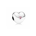 Charm Corazón Rosa Brillante de Plata S925