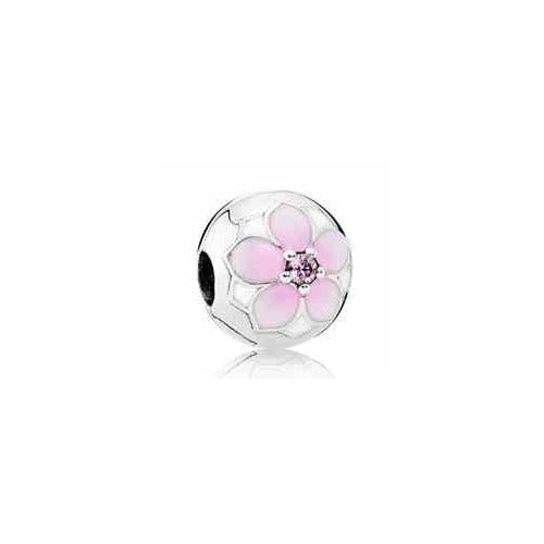Charm Flor Rosa Esmaltada y Circonita