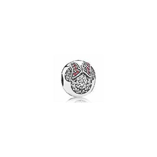 Charm Clip Minnie Mouse con Lazo Rojo y Circonitas