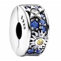 Clip Charm Sol y Estrellas con Zirconia Azul y Amarilla