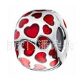 Charm Clip Corazones Rojos Brillantes