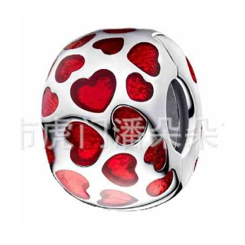 Charm Clip Corazones Rojos Brillantes