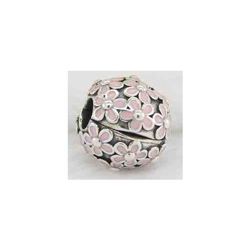 Charm Clip Flores Rosas Plata Esterlina