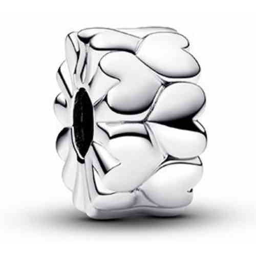 Charm Clip Tréboles de Corazones en Plata
