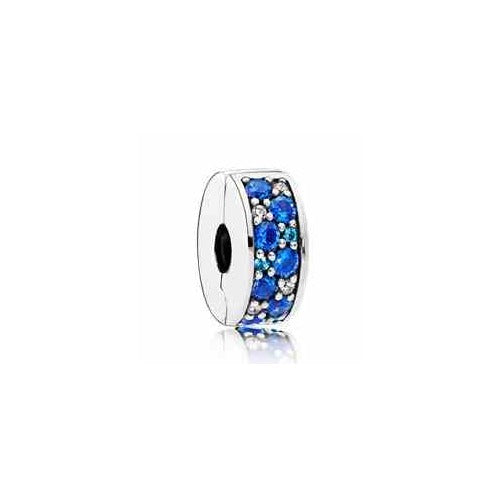 Clip Charm Corazones con Circonitas Azules