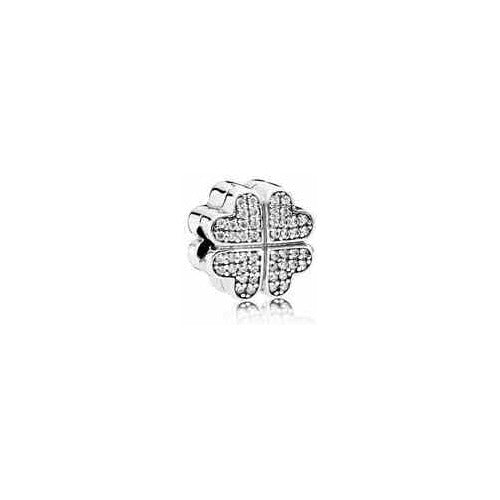 Charm Clip Trébol de Corazones Brillantes
