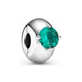 Charm Clip Esfera con Cristal Verde tipo Esmeralda