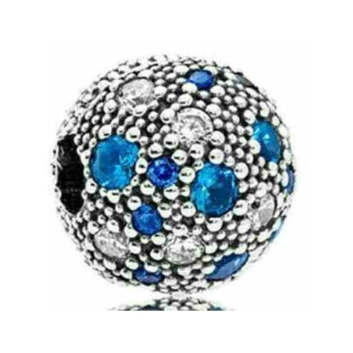 Charm Clip Bola Azul y Transparente