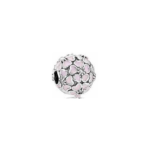 Charm Corazones Rosados y Flores plateado