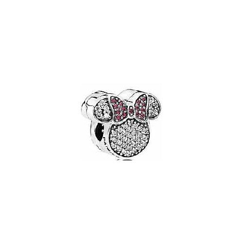 Charm Minnie Mouse con Lazo Rosa y Circonitas Cúbicas