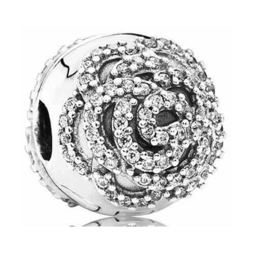 Charm Clip Flor de tipo Diamantes Brillantes