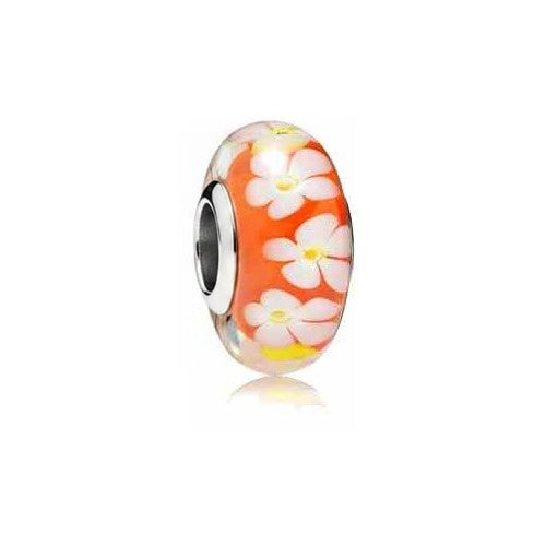 Charm Separador Cristal Flores Naranja