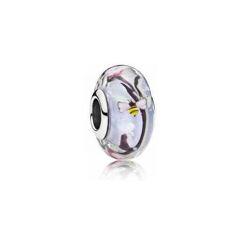 Charm Cristal Abeja y Flor Rosa