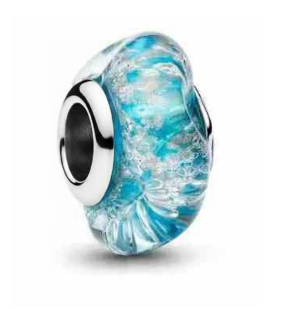 Charms de Cristal Azul Marino con Plata