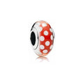Charm Separador Cristal Rojo Lunares Blancos