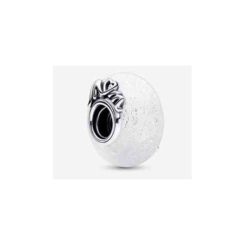 Charm Separador Cristal Blanco con Corona Grabada