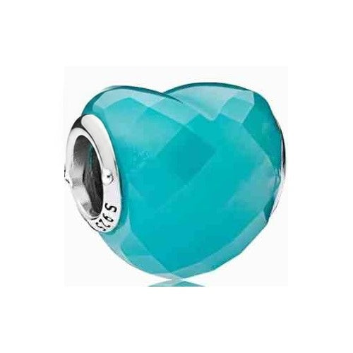 Charm Corazón Cristal tipo Turquesa S925