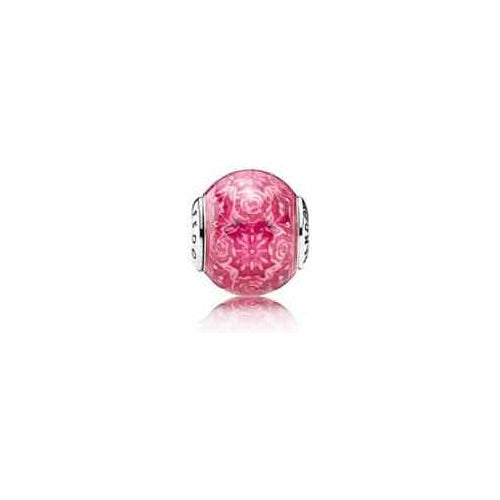Charm Tipo Pan "Flores Rosas Brillantes"