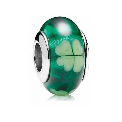 Charm Separador Trébol de Cristal Verde