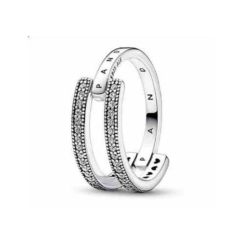 Anillo Tipo Pan Doble Encanto Pavé