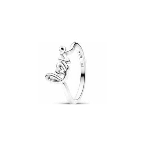 Anillo 'Love' calado en plata.