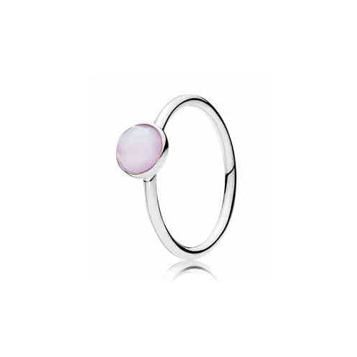 Anillo Plata Pura con Piedra Rosa Redonda