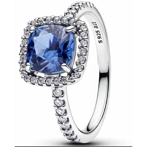 Anillo Tipo Pan Halo Cuadrado Azul