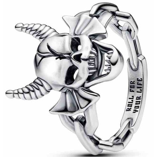 Anillo "Roll For Your Life" Calavera con Cuernos