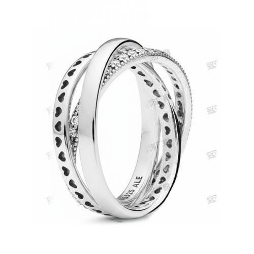 Anillo Entrelazado Corazones y Destellos
