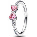 Anillo Doble Corazón Rosa con Circonitas S925 ALE