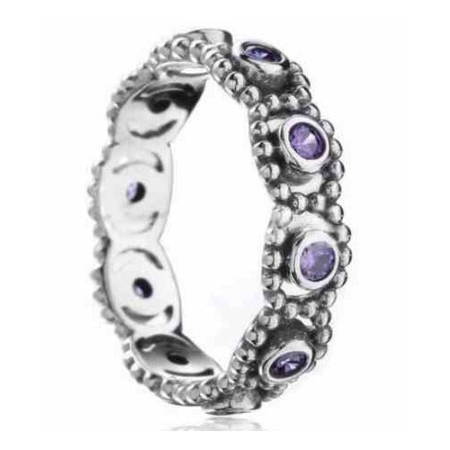Anillo Corazón con Circonita Morada
