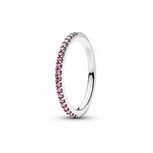 Anillo de Banda Minimalista con Circonita Rosa