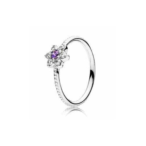 Anillo Flor Morada con Circonitas