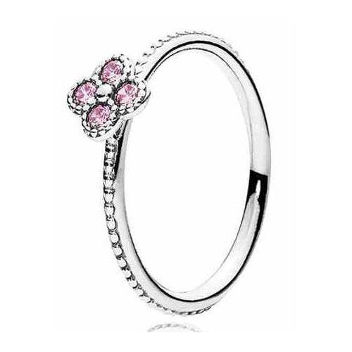 Anillo Corazón de Flores Rosadas