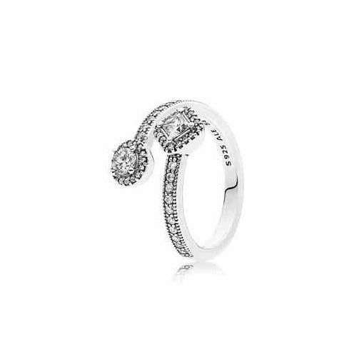 Anillo Tipo Pan Brillante Corazón y Cuadrado