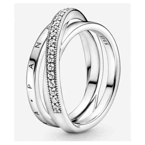 Anillo Entrelazado Brillante Tipo Pan