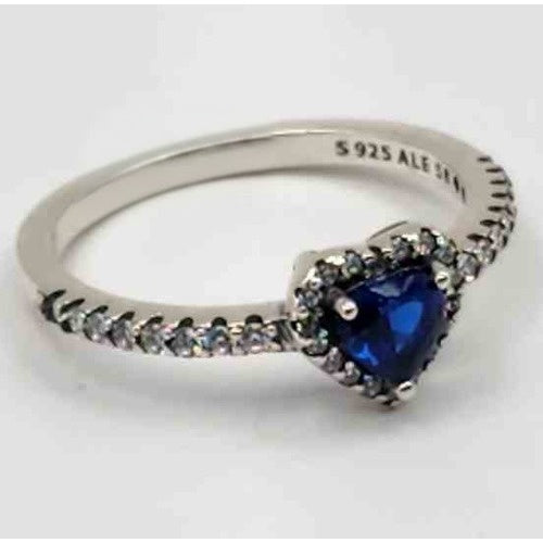Anillo Corazón Azul Radiante S925 ALE