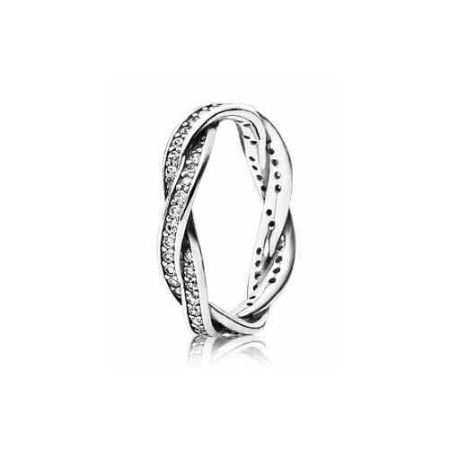 Anillo de plata entrelazado con cristales