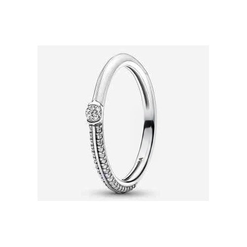 Anillo Doble con Circonita Cúbica y Pavé
